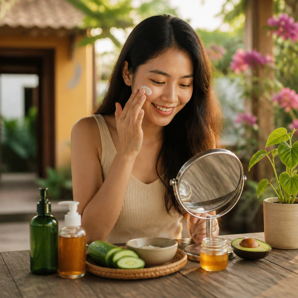 Người phụ nữ đang đọc mẹo tiết kiệm chi phí làm đẹp tại nhà