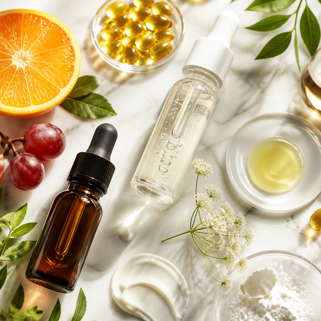 Các thành phần dưỡng da chống lão hóa hiệu quả như Retinol, Vitamin C, Peptides