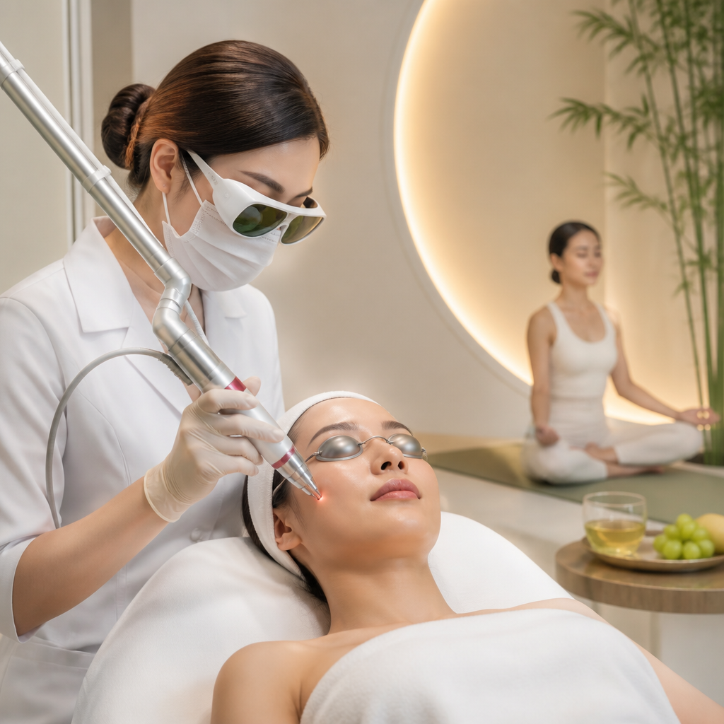 Khách hàng được điều trị laser tại Derma Laser Clinics, kết hợp lối sống khỏe mạnh cho da để tối ưu hiệu quả trẻ hóa
