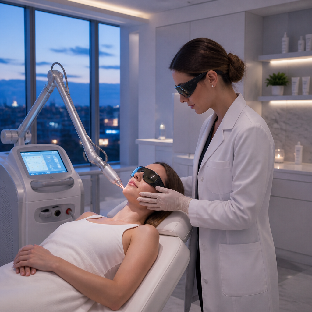Thiết bị laser da liễu công nghệ cao đang hoạt động