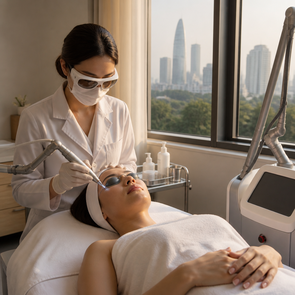 Thiết bị công nghệ laser trị sẹo rỗ tiên tiến tại Derma Laser Clinics.