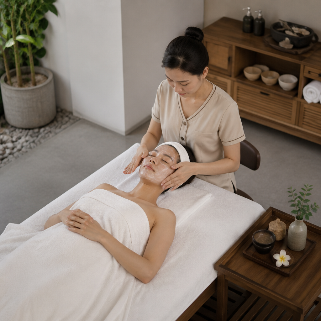 Khách hàng đang trải nghiệm liệu trình nâng cơ xóa nếp nhăn không xâm lấn