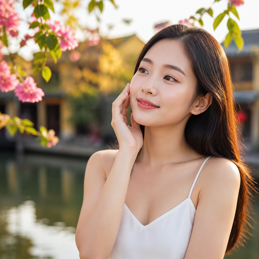 Chị Mai tự tin vuốt ve làn da căng mịn của mình, gương mặt ngời sáng niềm hạnh phúc và tự hào sau hành trình điều trị thành công tại phòng khám da liễu.