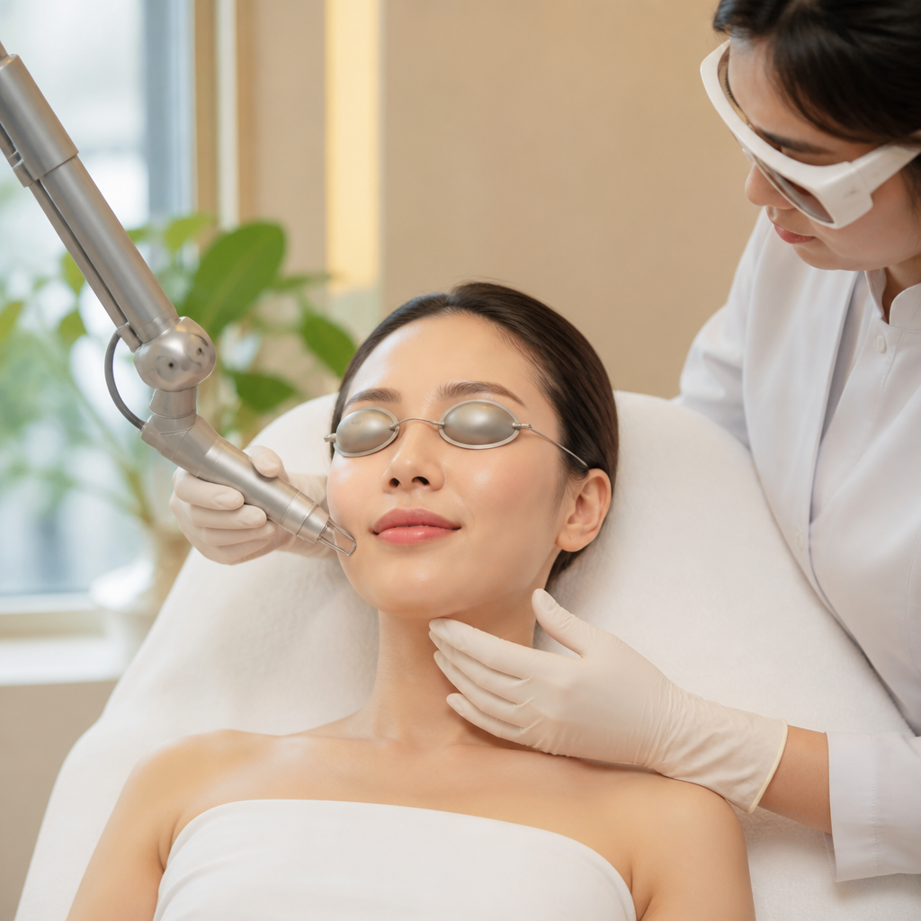 Khách hàng đang được điều trị nám bằng laser picosecond