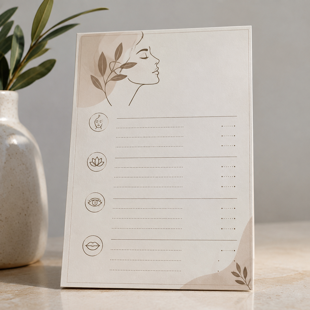 Bảng giá dịch vụ thẩm mỹ được trình bày rõ ràng tại phòng khám.