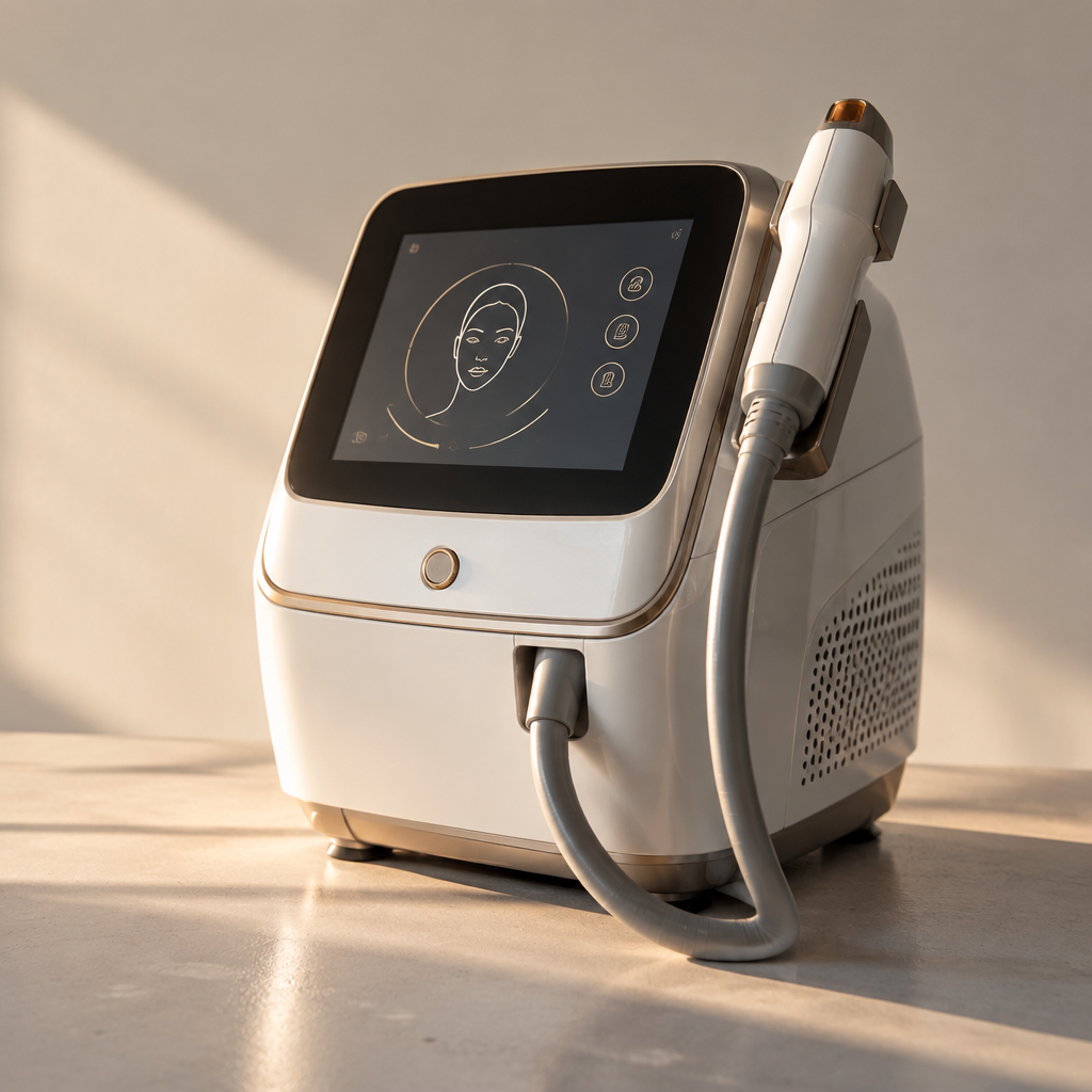 Thiết bị laser thẩm mỹ hiện đại đang được sử dụng trong liệu trình chăm sóc da chuyên sâu