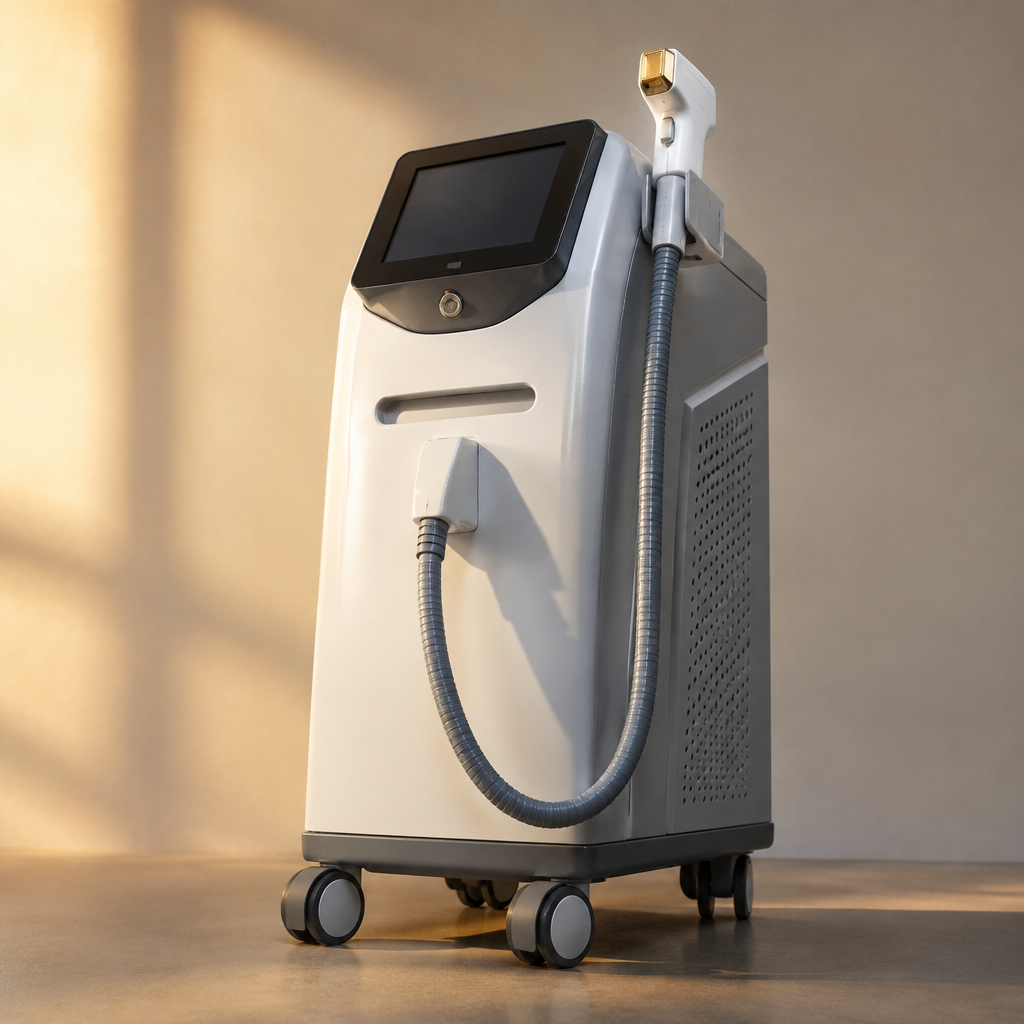 Thiết bị laser hiện đại đang được sử dụng trong quy trình điều trị da liễu.