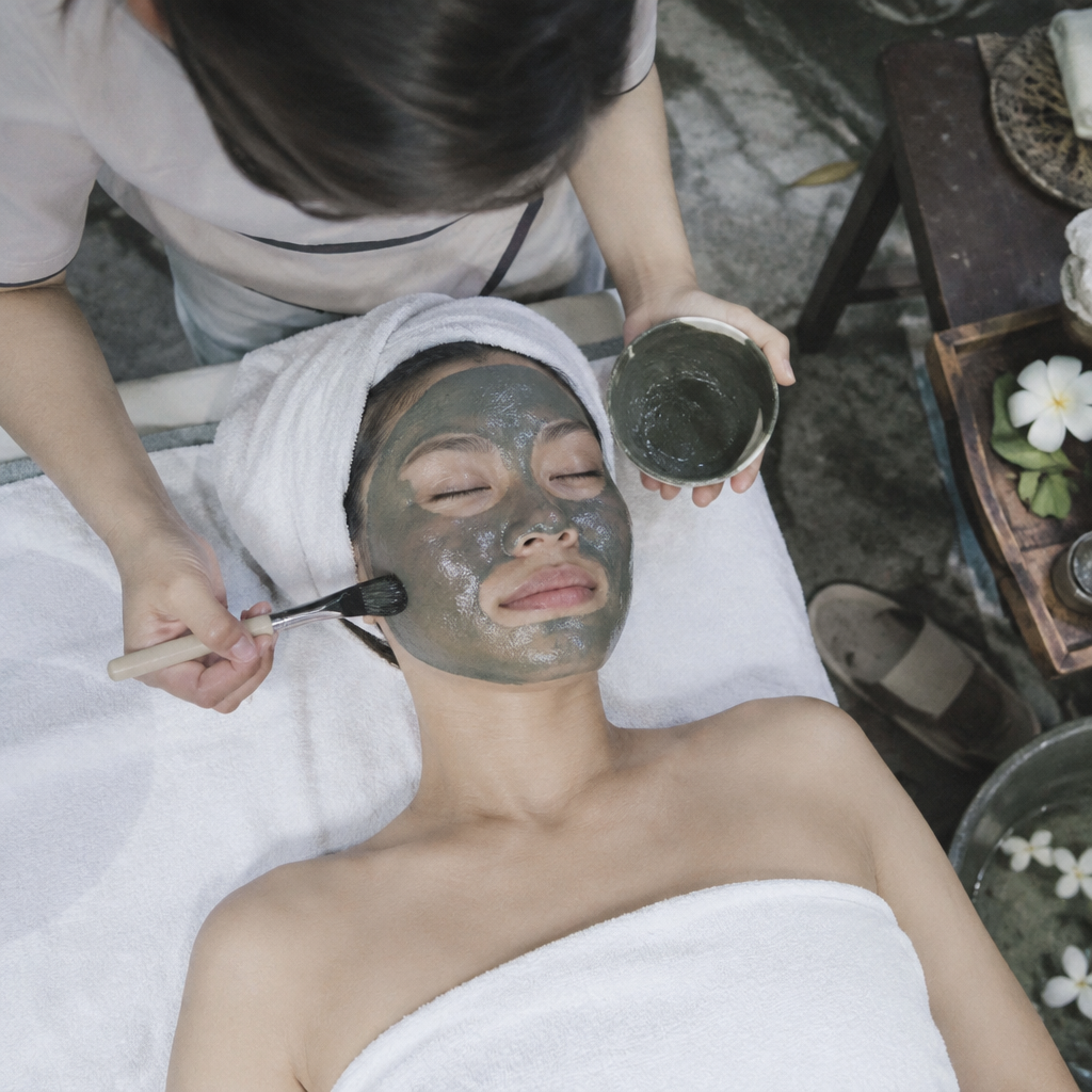 Khách hàng đang được điều trị da chuyên sâu tại spa với thiết bị hiện đại
