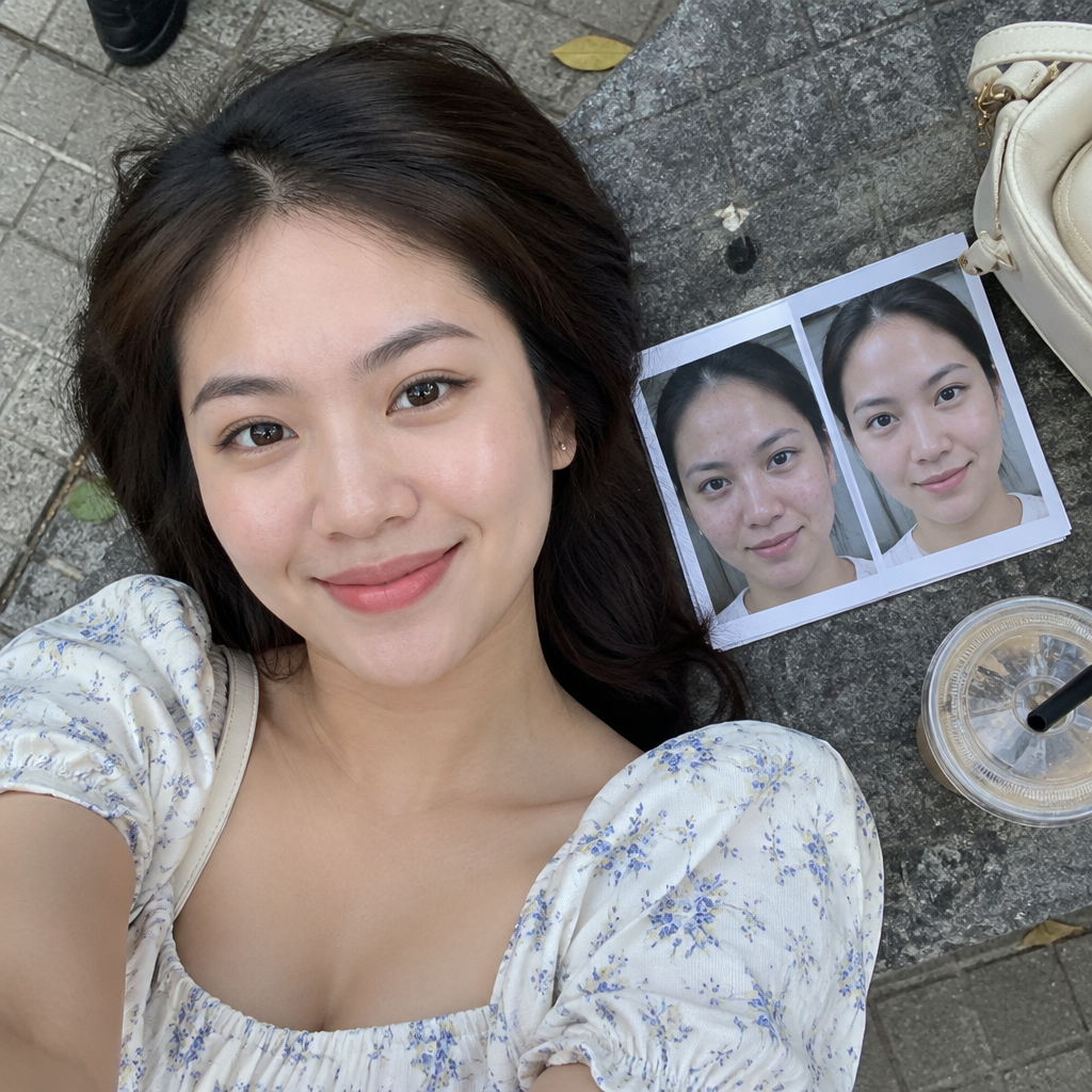 Người phụ nữ với làn da sáng mịn, đều màu sau điều trị laser picosecond