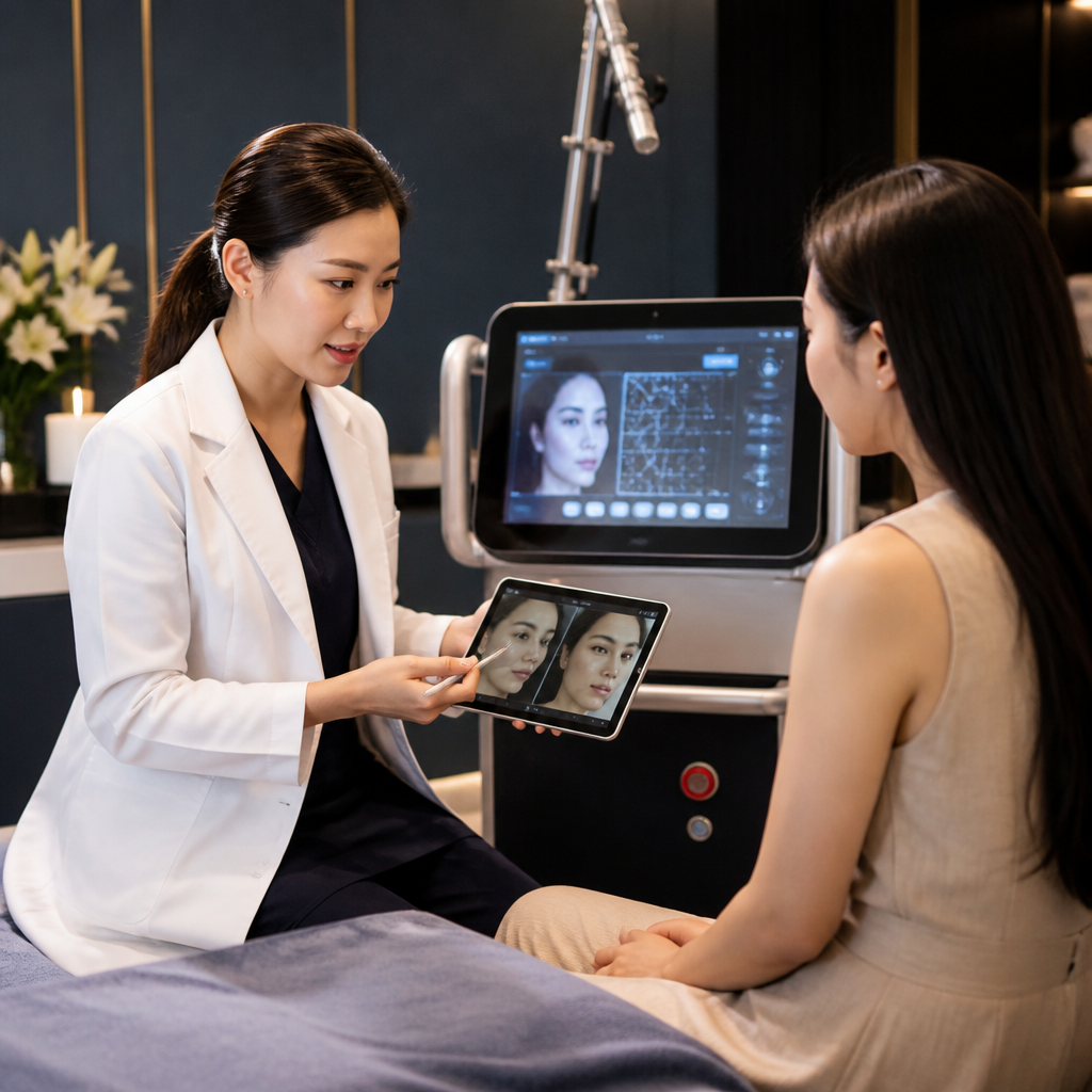 Bác sĩ da liễu tư vấn cho bệnh nhân về các liệu pháp điều trị da