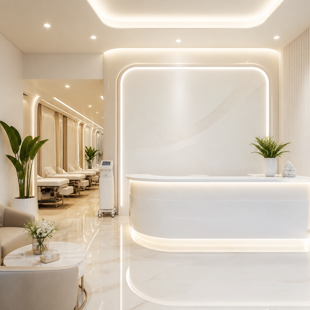 Khu vực tiếp tân sang trọng của Derma Laser Clinics